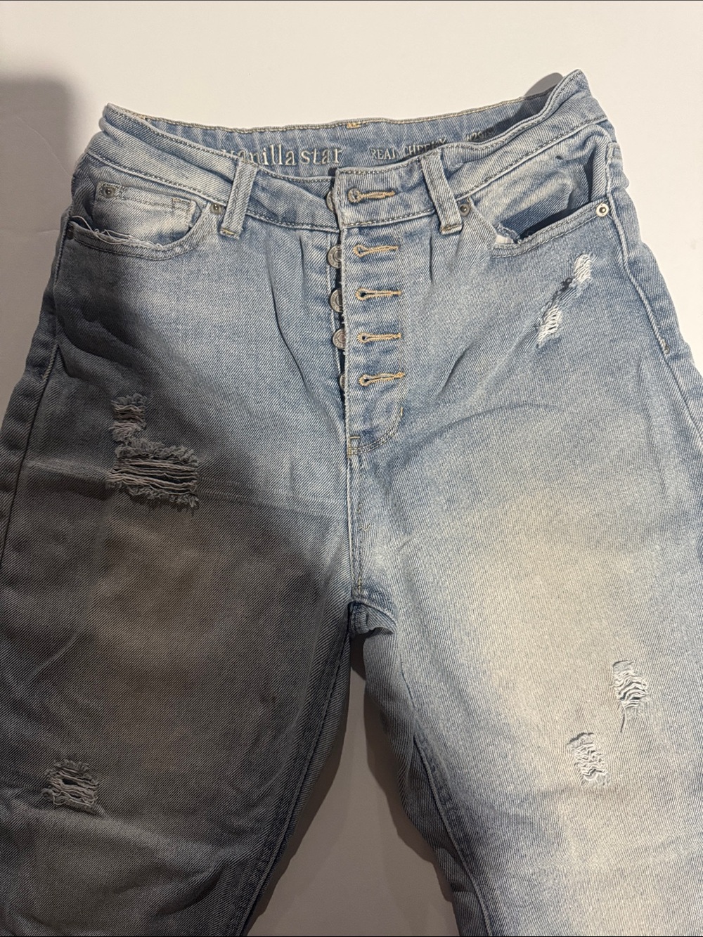 Vanilla Star Light Blue Distressed High-Waist Jeans